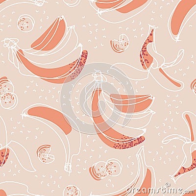 Banana line spot seamless pattern . Vector Illustration